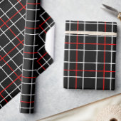 Red White Graphical Lines Black Plaid Design Cadeaupapier
