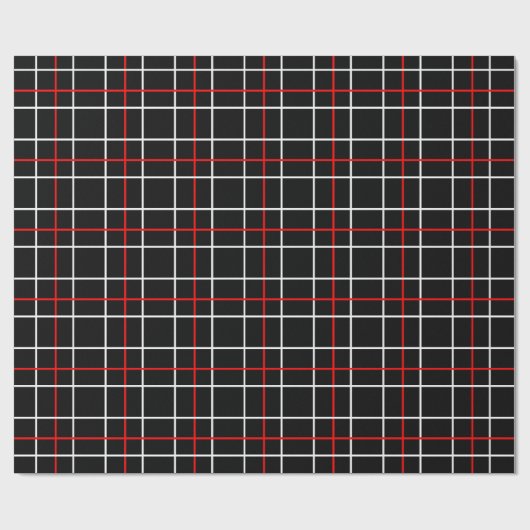Red White Graphical Lines Black Plaid Design Cadeaupapier (Vlak)