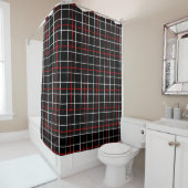 Red White Graphical Lines Black Plaid Design  Douchegordijn (In situ)