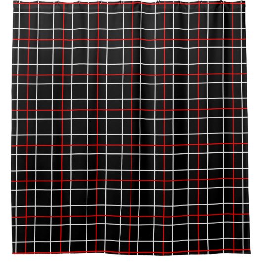 Red White Graphical Lines Black Plaid Design  Douchegordijn (Voorkant)