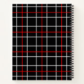 Red White Graphical Lines Black Plaid Design Notitieboek (Achterkant)