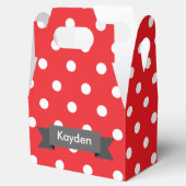 Red White Gray Polka Dot Aangepaste naam Bedankdoosjes (Geopend)