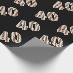 Red, White, Green "40" 40th Event op kerstdag Cadeaupapier