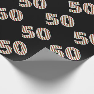 Red, White, Green "50" 50th Event op kerstdag Cadeaupapier