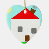 Red White Green Blue House Tekening, kunst voor ki Keramisch Ornament (Rechts)