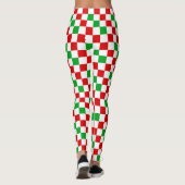 Red White Green Checkered Pattern Design Leggings (Achterkant)