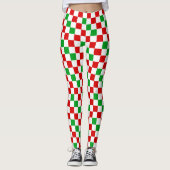 Red White Green Checkered Pattern Design Leggings (Voorkant)