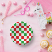 Red White Green Checkered Pattern Design Papieren Kommen (Feest)