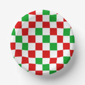 Red White Green Checkered Pattern Design Papieren Kommen (Voorkant)