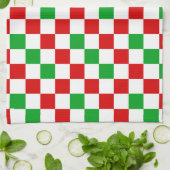Red White Green Checkered Pattern Design  Theedoek (Gevouwen)