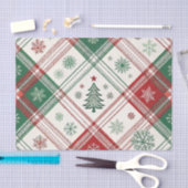 RED WHITE GREEN CHRISTMAS PLAID PATTERN TISSUEPAPIER (Craft)