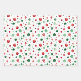 Red White Green Dots Birthday Inpakpapier Vel