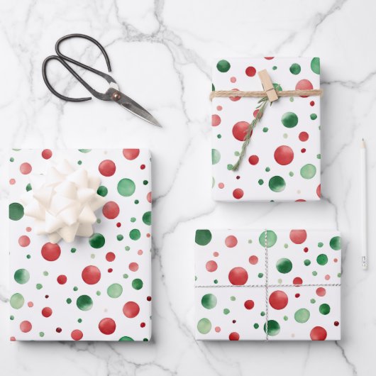 Red White Green Dots Birthday Inpakpapier Vel (Voorkant)