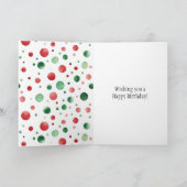 Red White Green Dots Birthday Kaart (Binnen)