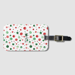 Red White Green Dots Christmas Bagagelabel