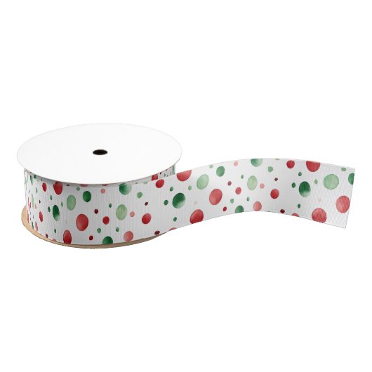 Red White Green Dots Christmas Grosgrain Lint (Spoel)