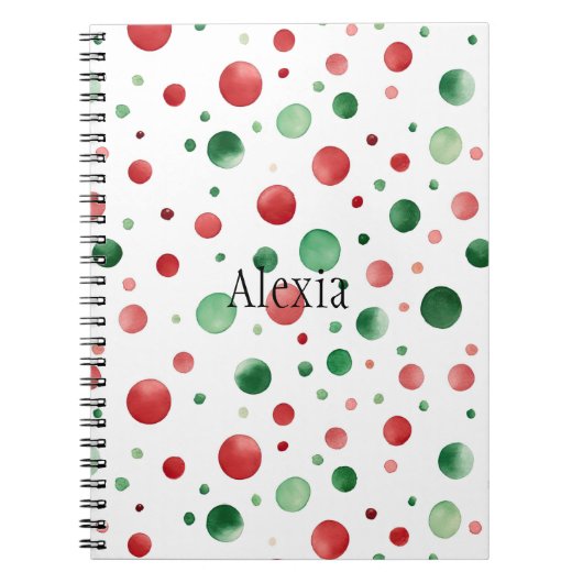 Red White Green Dots Christmas Notitieboek (Voorkant)
