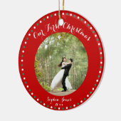 Red White Green First huwelijkskerstversiering Keramisch Ornament (Links)