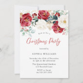 Red White Green Floral Family Kerstparty Kaart (Voorkant)