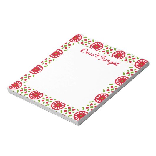 Red White Green Geometric vergeet het niet Notitieblok (Linkerzijde)