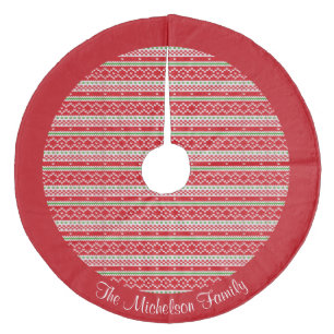 Red White Green Knit Sweater Pattern (Rode Witte G Fleece Kerstboom Rok