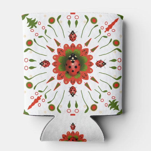 Red, white, & green ladybug design  blikjeskoeler (Achterkant)