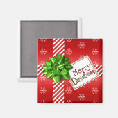 Red White Green Merry kerstsnowflakes Magnet (Voorkant / Achterkant)