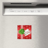 Red White Green Merry kerstsnowflakes Magnet (Insitu (Vaatwasser))