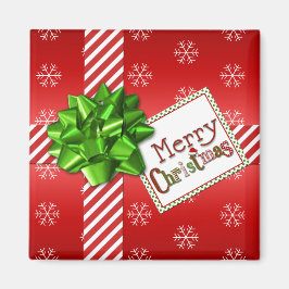 Red White Green Merry kerstsnowflakes Magnet