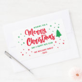 Red White Green Non Photo Family Merry Kerstry Rechthoekige Sticker (Envelop)