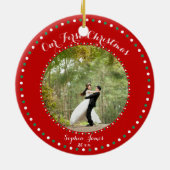 Red White Green Ons eerste kerstOrnament Keramisch Ornament (Achterkant)