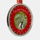 Red White Green Ons eerste kerstOrnament Metalen Ornament (Rechts)