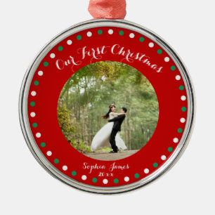 Red White Green Ons eerste kerstOrnament Metalen Ornament