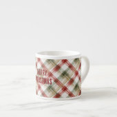 Red White Green Plaid Stripes Christmas Espresso Kop (Voorkant rechts)