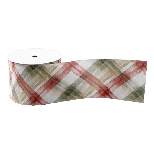 Red White Green Plaid Stripes Christmas Grosgrain Lint (Spoel)