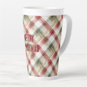 Red White Green Plaid Stripes Christmas Latte Mok (Rechterhoek)