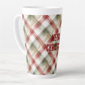 Red White Green Plaid Stripes Christmas Latte Mok (Linkerhoek)