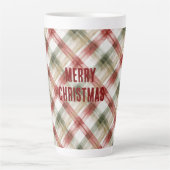Red White Green Plaid Stripes Christmas Latte Mok (Voorkant)