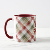 Red White Green Plaid Stripes Christmas Mok (Links)