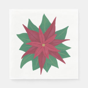 Red White Green Poinsettia Kerstmis Napkins Servet