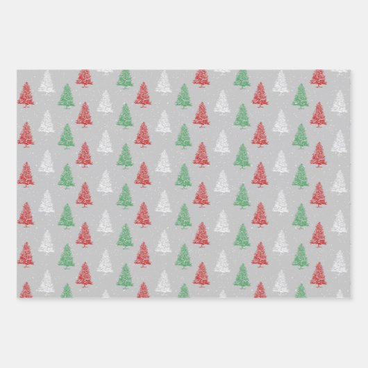 Red White Green Small Kerstbomen Forest Wrapp Inpakpapier Vel (Voorkant 2)