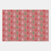 Red White Green Small Kerstbomen Forest Wrapp Inpakpapier Vel (Voorkant)