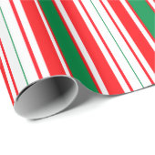Red White & Green Striped Christmas Wrapping Paper Cadeaupapier (Rol Hoek)