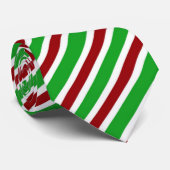 Red White Green Striped Stropdas (Opgerold)