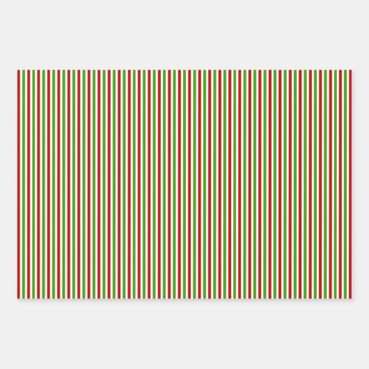 Red White Green Stripes Pattern Inpakpapier Vel (Voorkant 3)