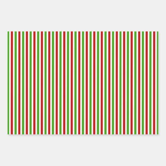 Red White Green Stripes Pattern Inpakpapier Vel (Voorkant 2)