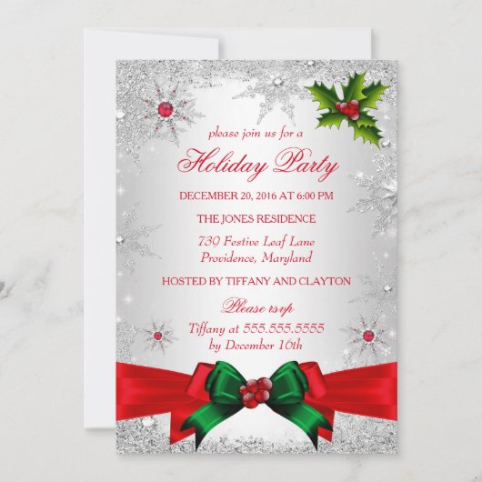 Red White Green Winter Wonderland Holiday Party Kaart (Voorkant)
