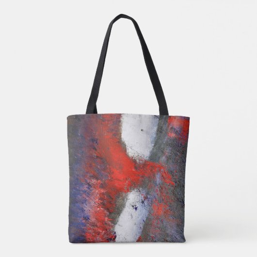 Red White Grey Abstracte Canvas tas (Achterkant)
