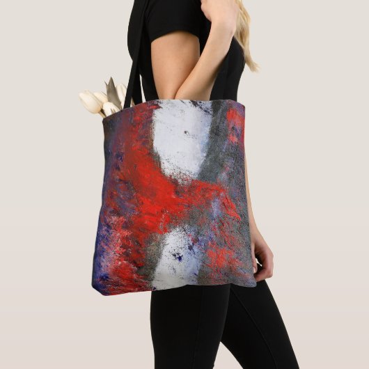 Red White Grey Abstracte Canvas tas (Dichtbij)