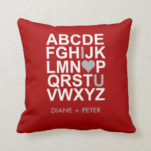 Red White Grey Heart Love Pillow Kussen